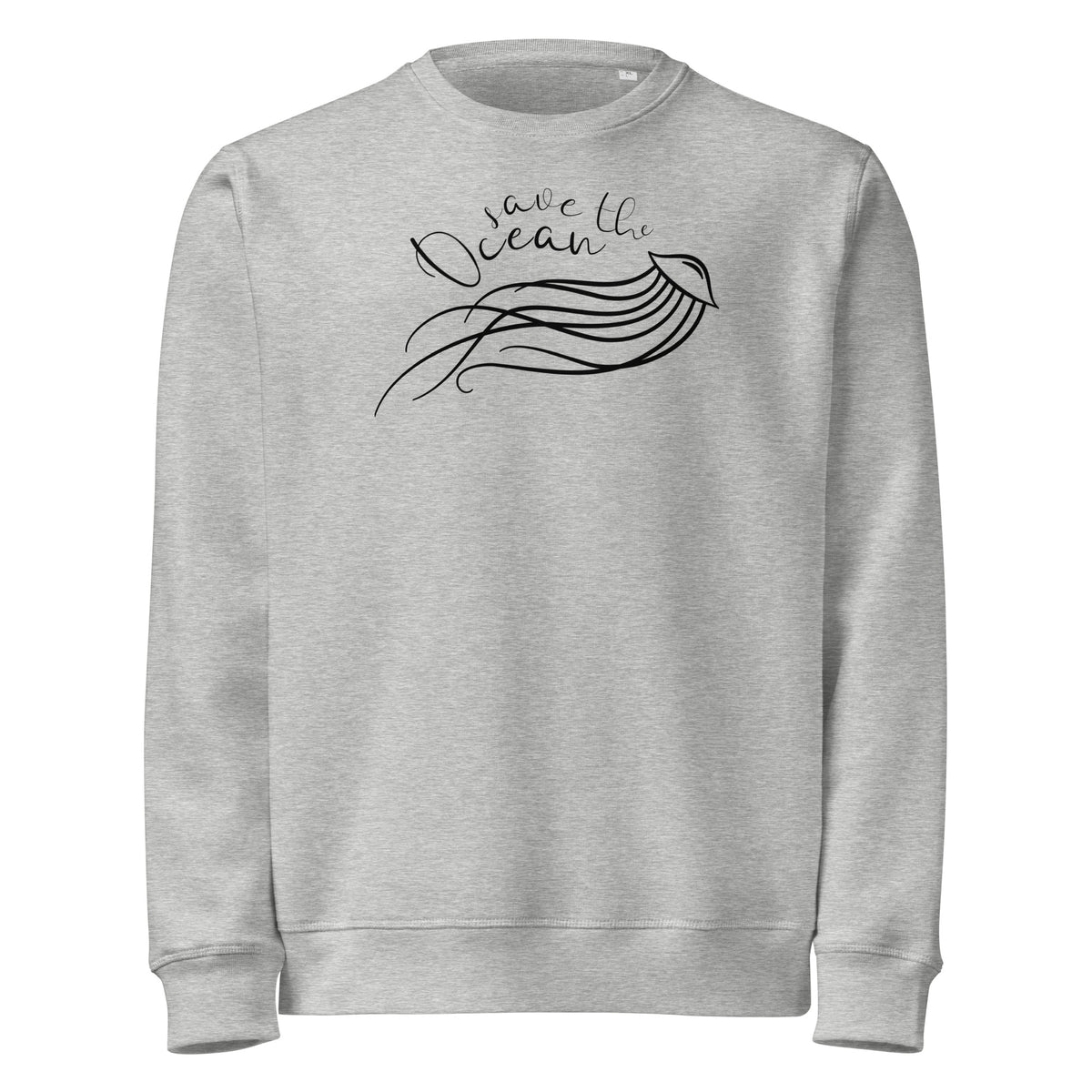 Grau melierter Sweatshirt mit Rundhalsausschnitt und Quallen-Print
