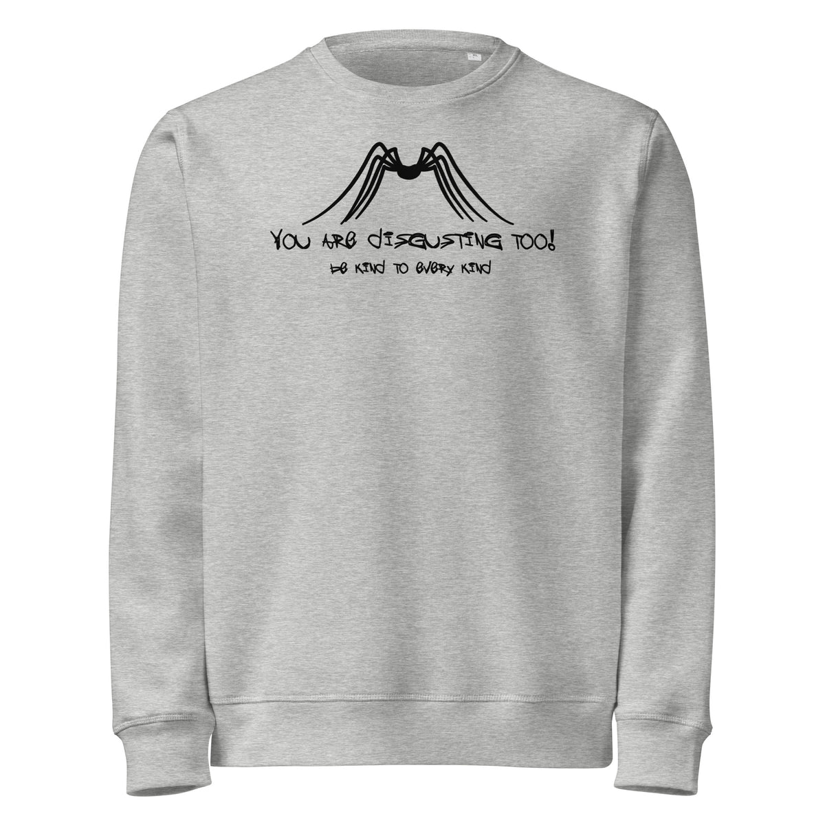Graues Sweatshirt (meliert) mit Rundhalsausschnitt und Frontprint, lange Ärmel