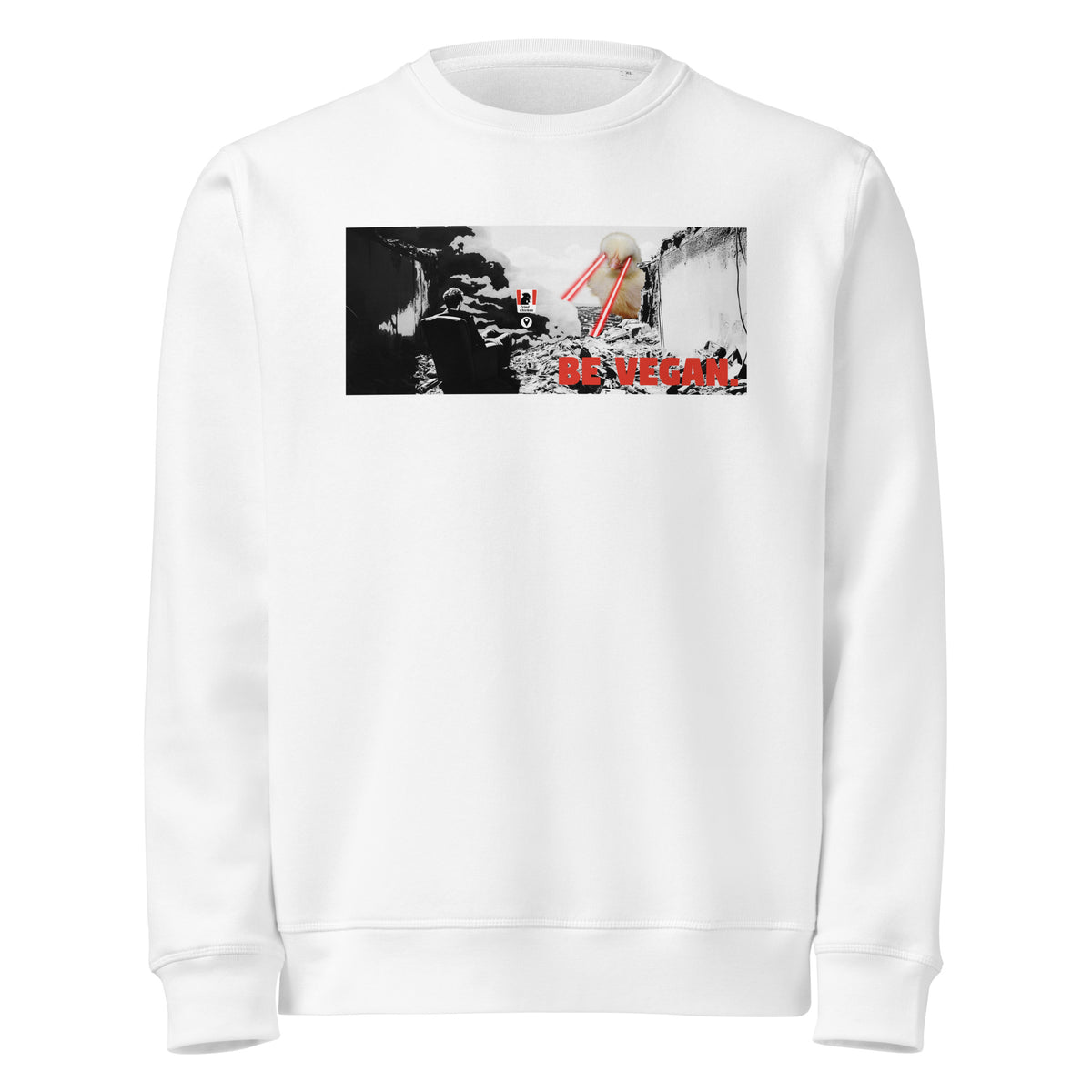 Weißes Sweatshirt mit Frontprint „BE VEGAN“
