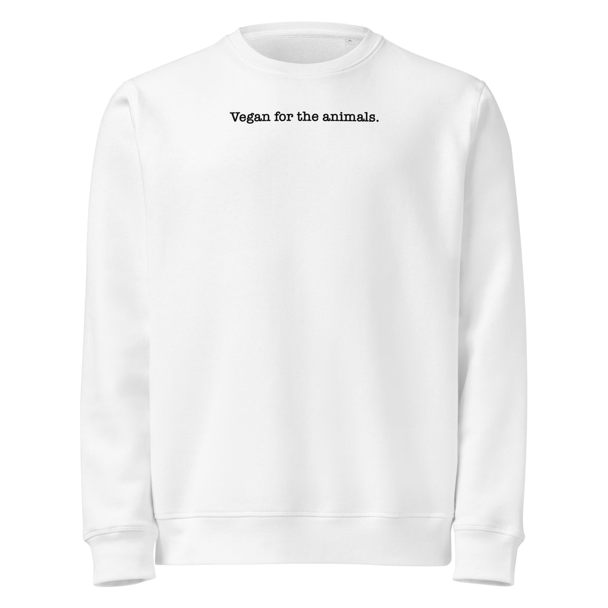 Weißes Sweatshirt mit Rundhalsausschnitt und Print „Vegan for the animals.“