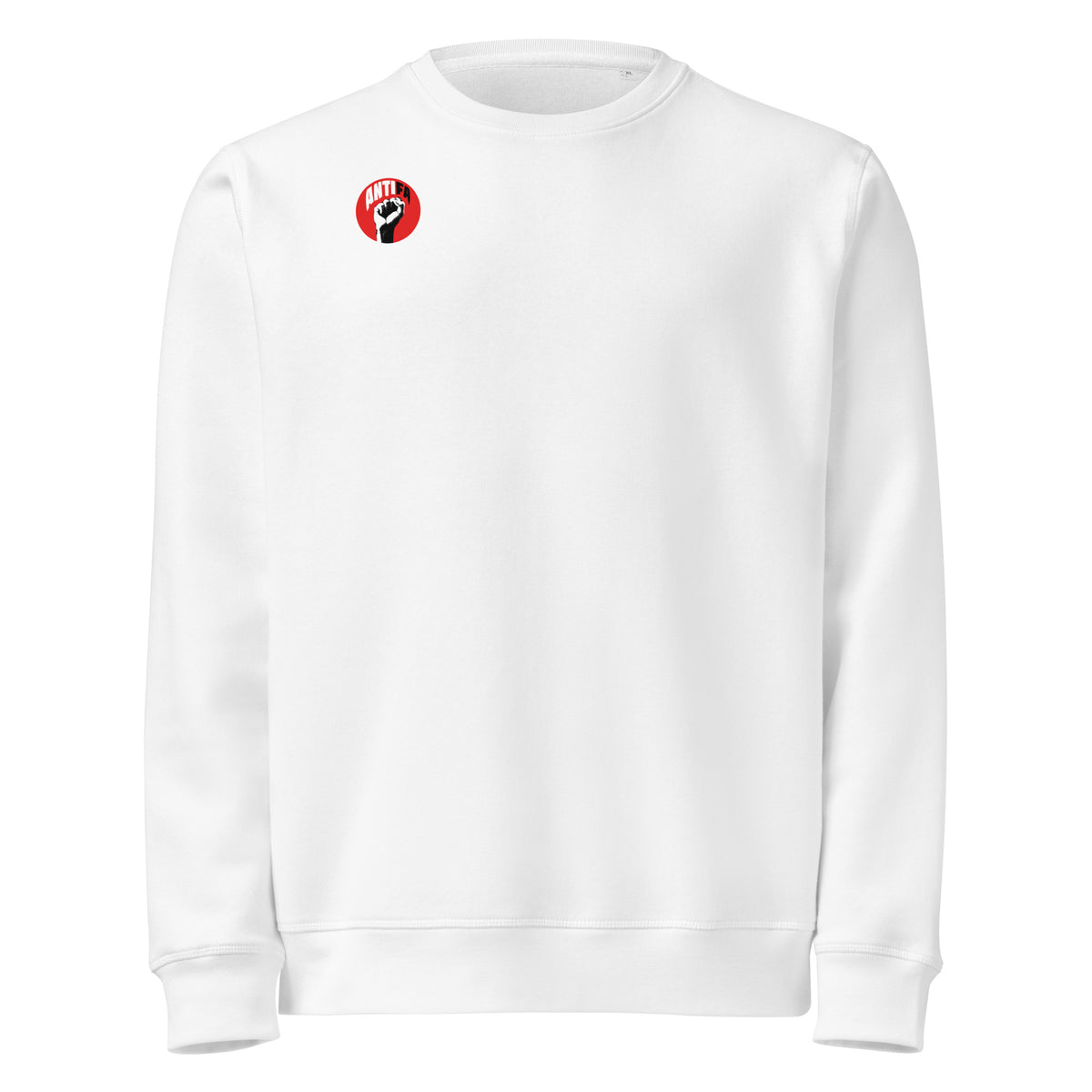 Bio-Sweatshirt in Weiß mit rundem Brustlogo