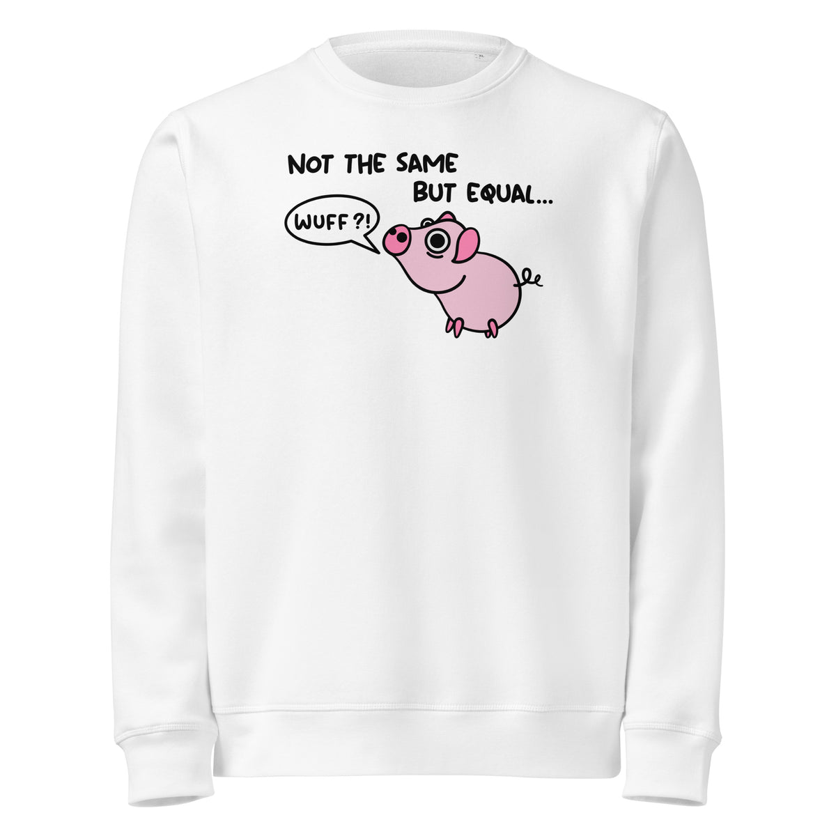 Veganes Bio-Sweatshirt in Weiß mit Rundhalsausschnitt und süßem Tier-Print