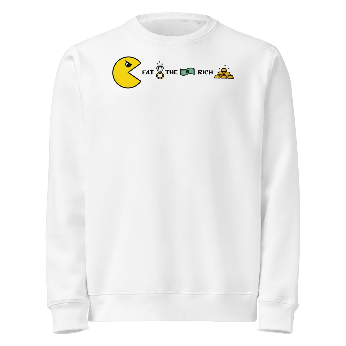 Bio-Sweatshirt in Weiß mit Frontprint und Rundhalsausschnitt