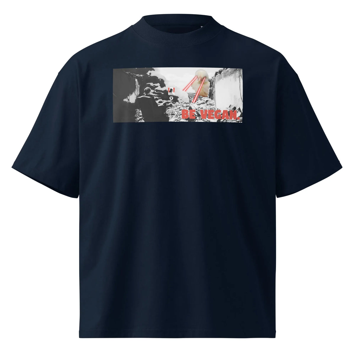 Oversize-T-Shirt in French Navy mit Frontprint und Rundhalsausschnitt