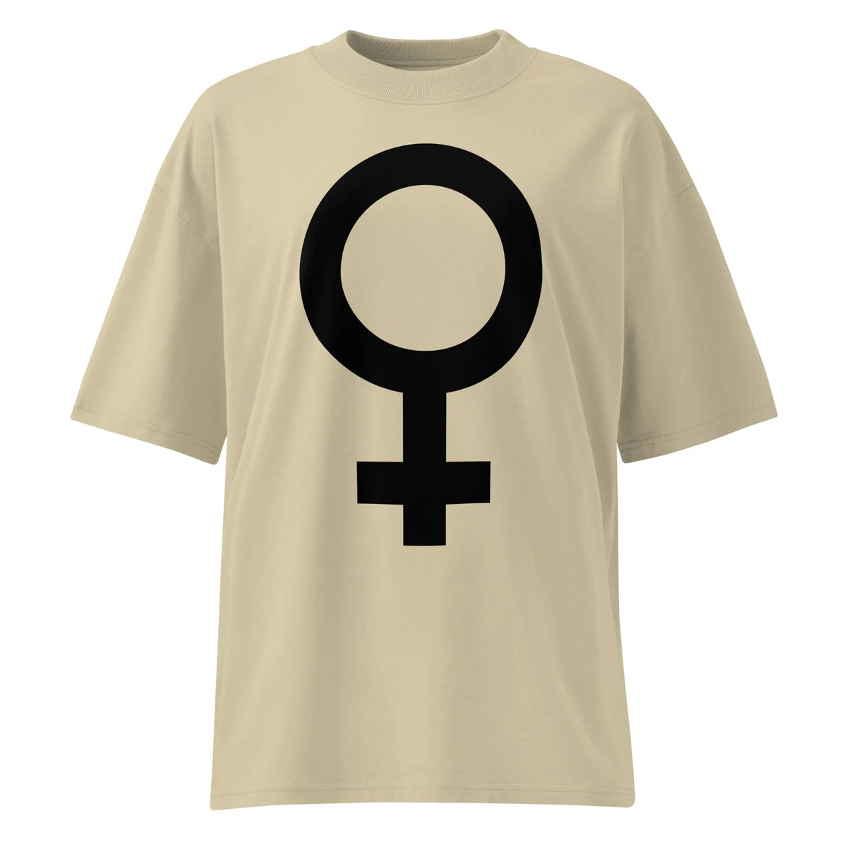 Oversize-Shirt Stein mit großem schwarzem weiblichem Symbol auf der Brust