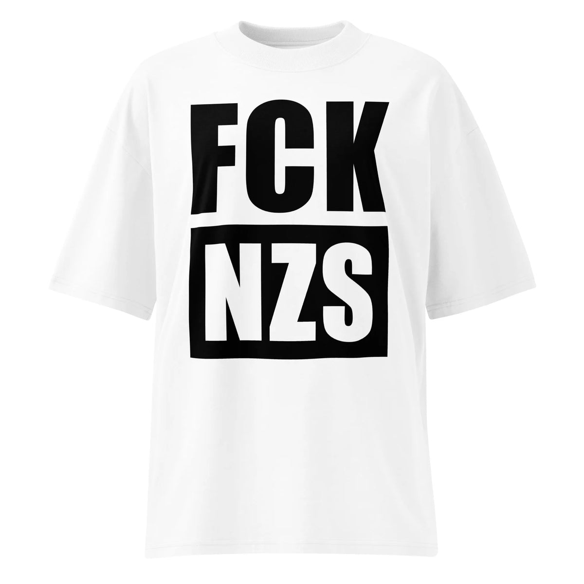 Oversized T-Shirt weiß mit großem FCK-NZS-Frontprint