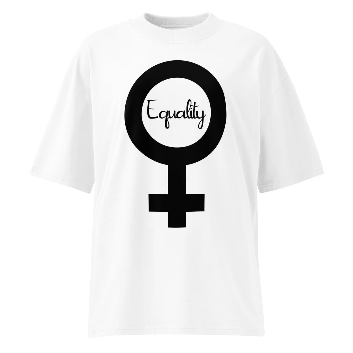 Oversized-Shirt in Weiß mit großem Equality-Frauenzeichen-Aufdruck