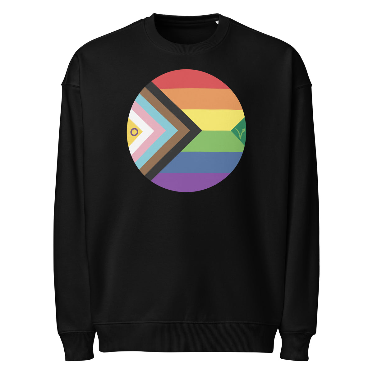 Oversize-Sweatshirt schwarz mit Regenbogen-Kreis-Motiv vorne