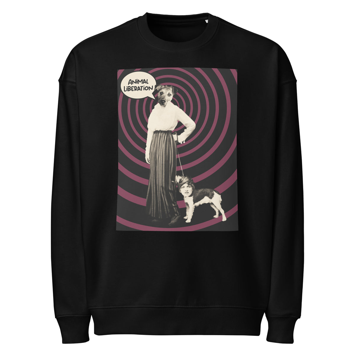 Oversize-Sweatshirt in Schwarz mit Frontprint und Rundhalsausschnitt.