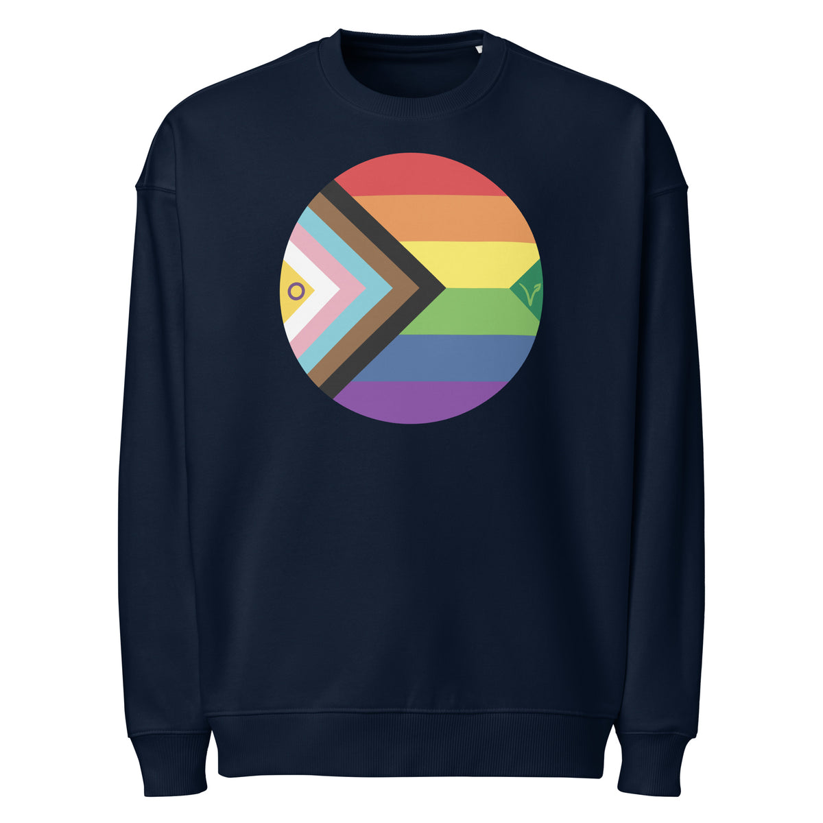 Oversize-Sweatshirt French Navy mit Regenbogen-Kreis-Motiv vorne