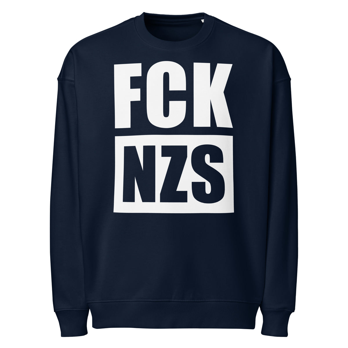 Oversized Sweatshirt, French Navy, FCK/NZS-Logoprint vorn