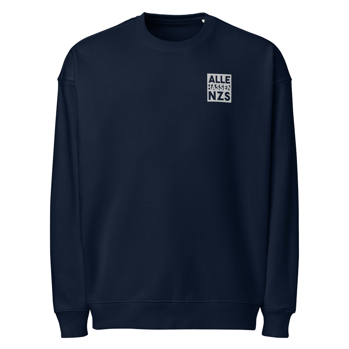 French Navy Oversized-Sweatshirt mit Rundhalsausschnitt und Bruststickerei