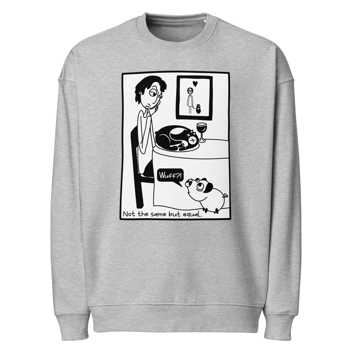 Hellgraues Oversized-Sweatshirt mit Frontprint und Rundhalsausschnitt