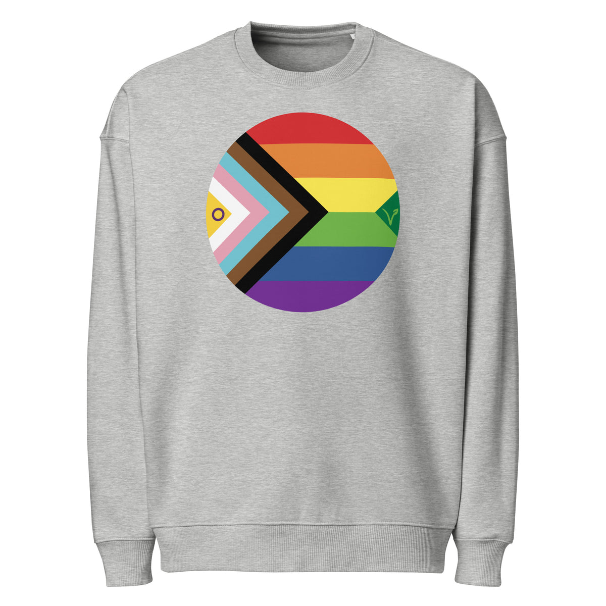 Oversize-Sweatshirt Heather Grau mit Regenbogen-Kreis-Motiv vorne