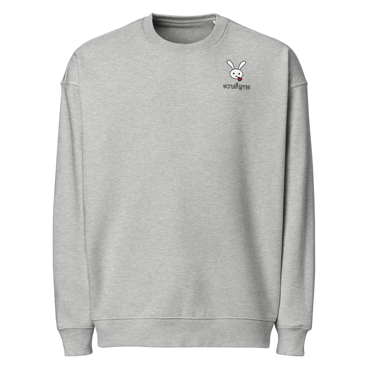 Oversized Sweatshirt in Heather Grau mit Rundhalsausschnitt und Bunny-Logo auf der Brust