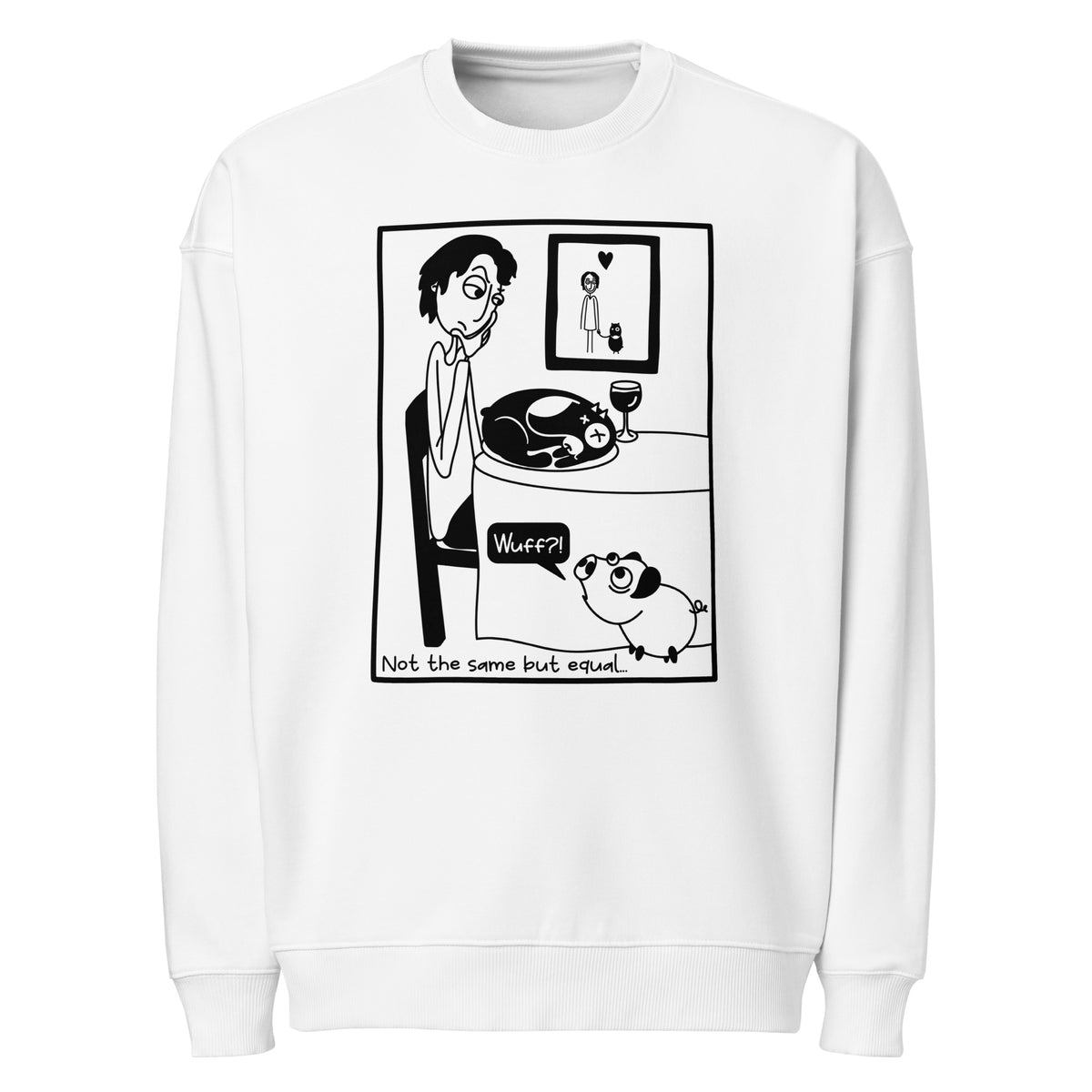 Weißes Oversized-Sweatshirt mit Frontprint und Rundhalsausschnitt