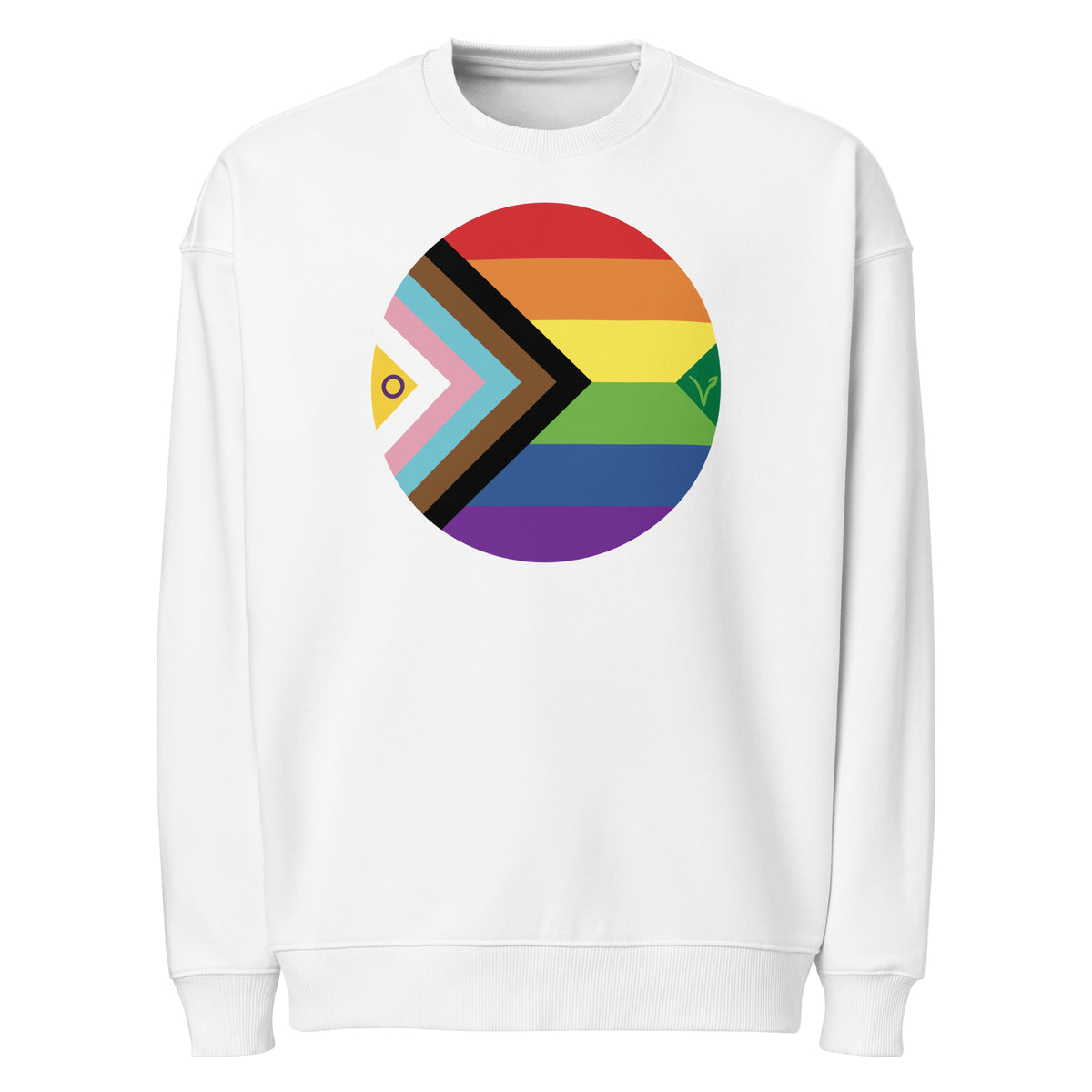 Oversize-Sweatshirt weiß mit Regenbogen-Kreis-Motiv vorne