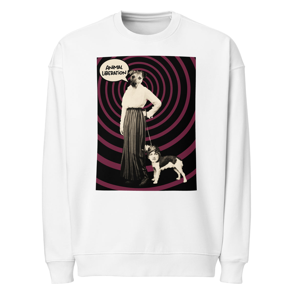 Oversize-Sweatshirt in Weiß mit Frontprint und Rundhalsausschnitt.