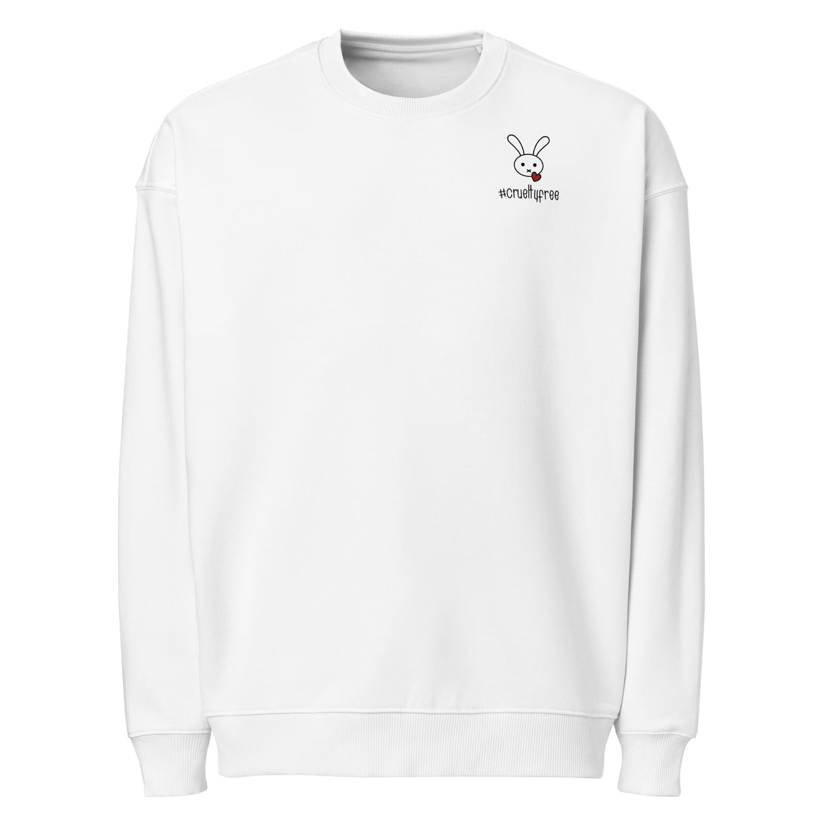 Oversized Sweatshirt in Weiß mit Rundhalsausschnitt und Bunny-Logo auf der Brust