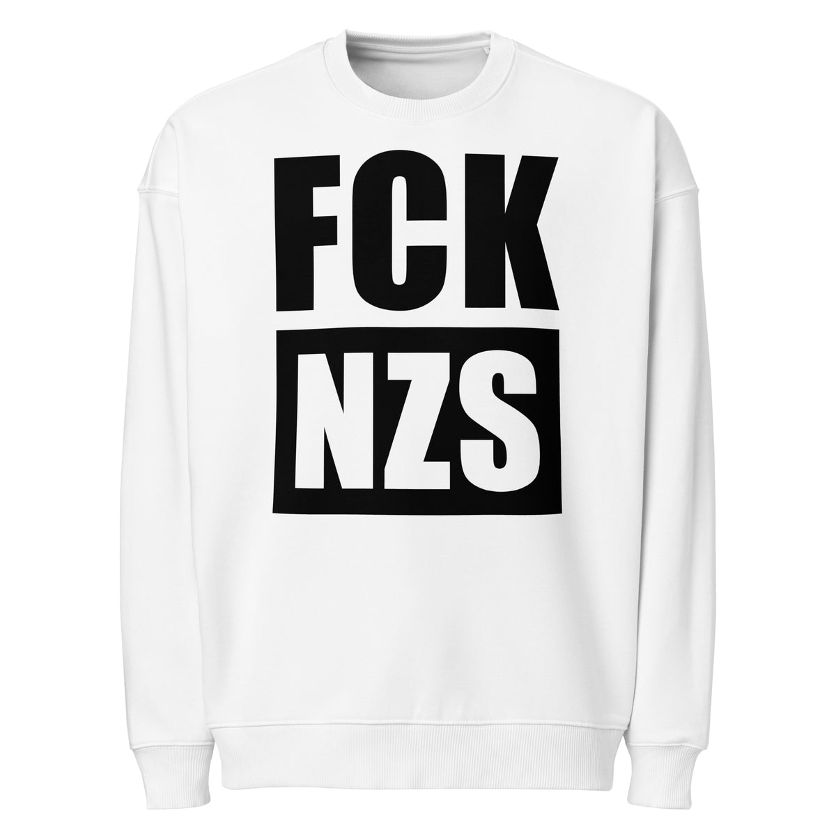 Oversized Sweatshirt, weiß, großer FCK/NZS-Print vorn