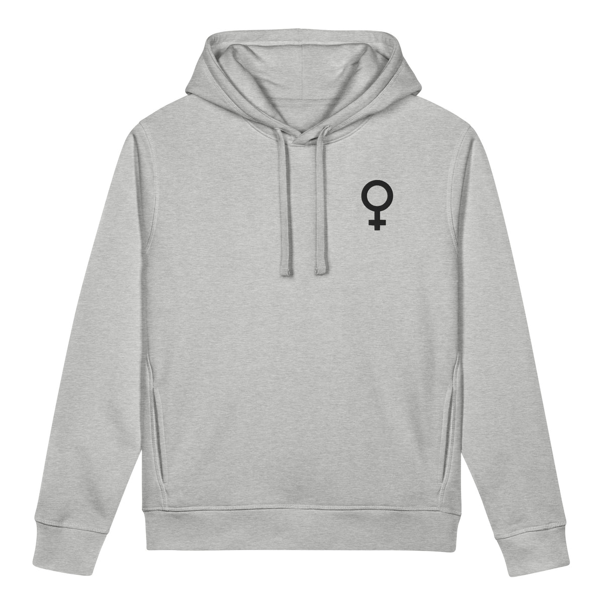 Hoodie mit Kapuze, graue Stickerei am Brustbereich
