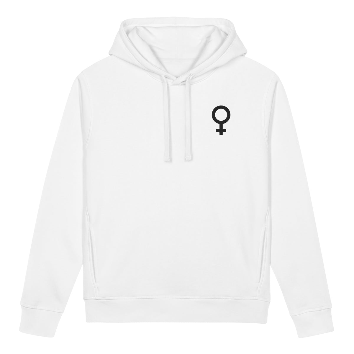 Hoodie mit Kapuze, weiße Stickerei am Brustbereich