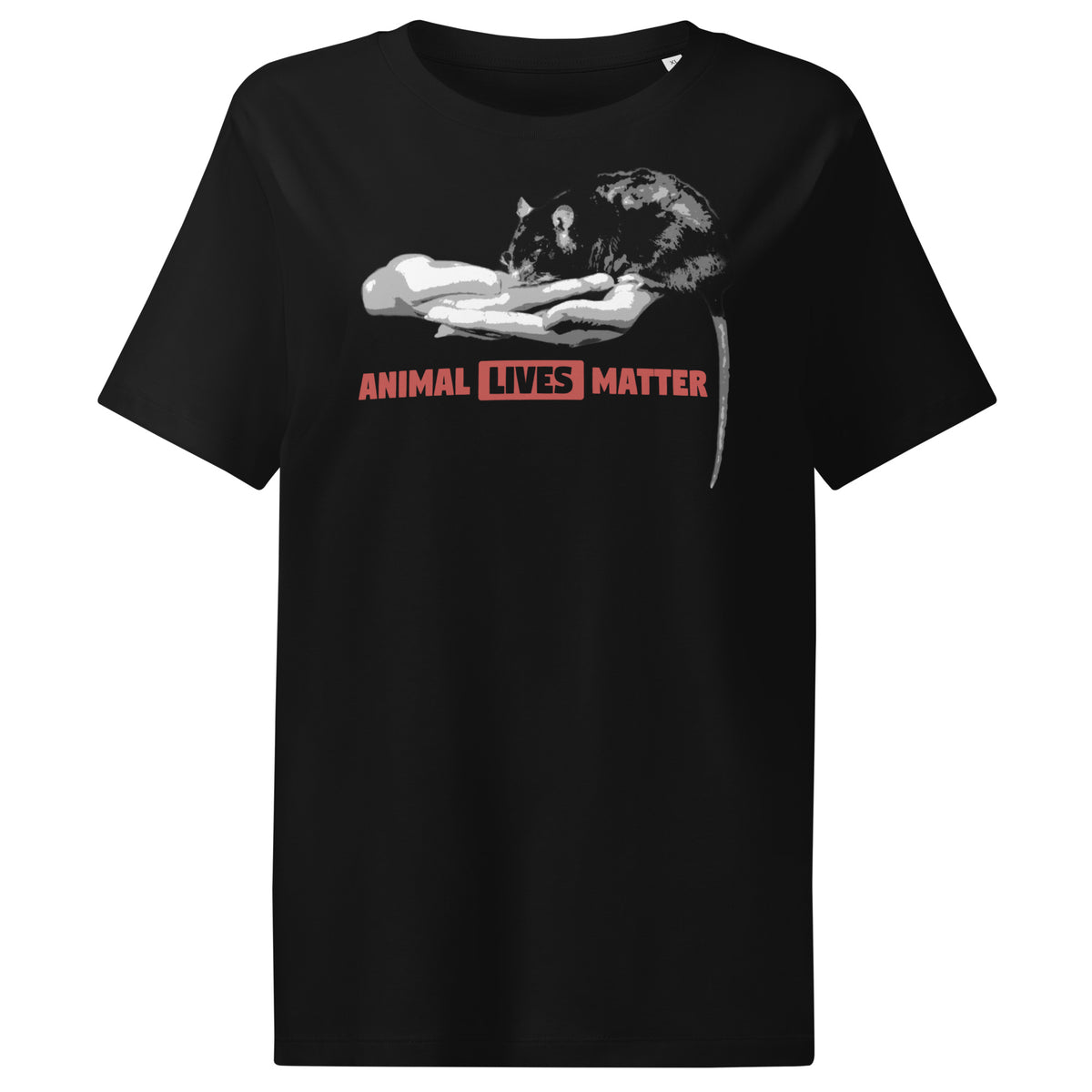 Schwarzes Damen-T‑Shirt mit Print „ANIMAL LIVES MATTER“