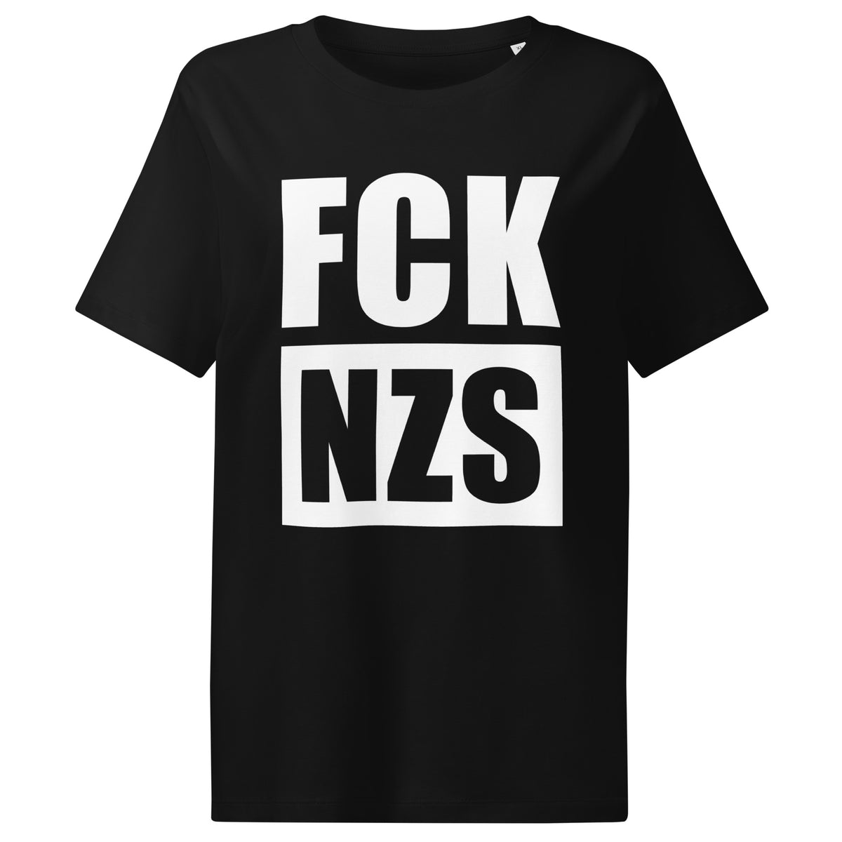Schwarzes Damen-T-Shirt mit Aufdruck „FCK NZS“