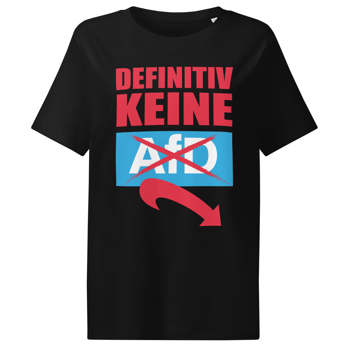 Damen-T-Shirt, Schwarz, mit Frontaufdruck „DEFINITIV KEINE“