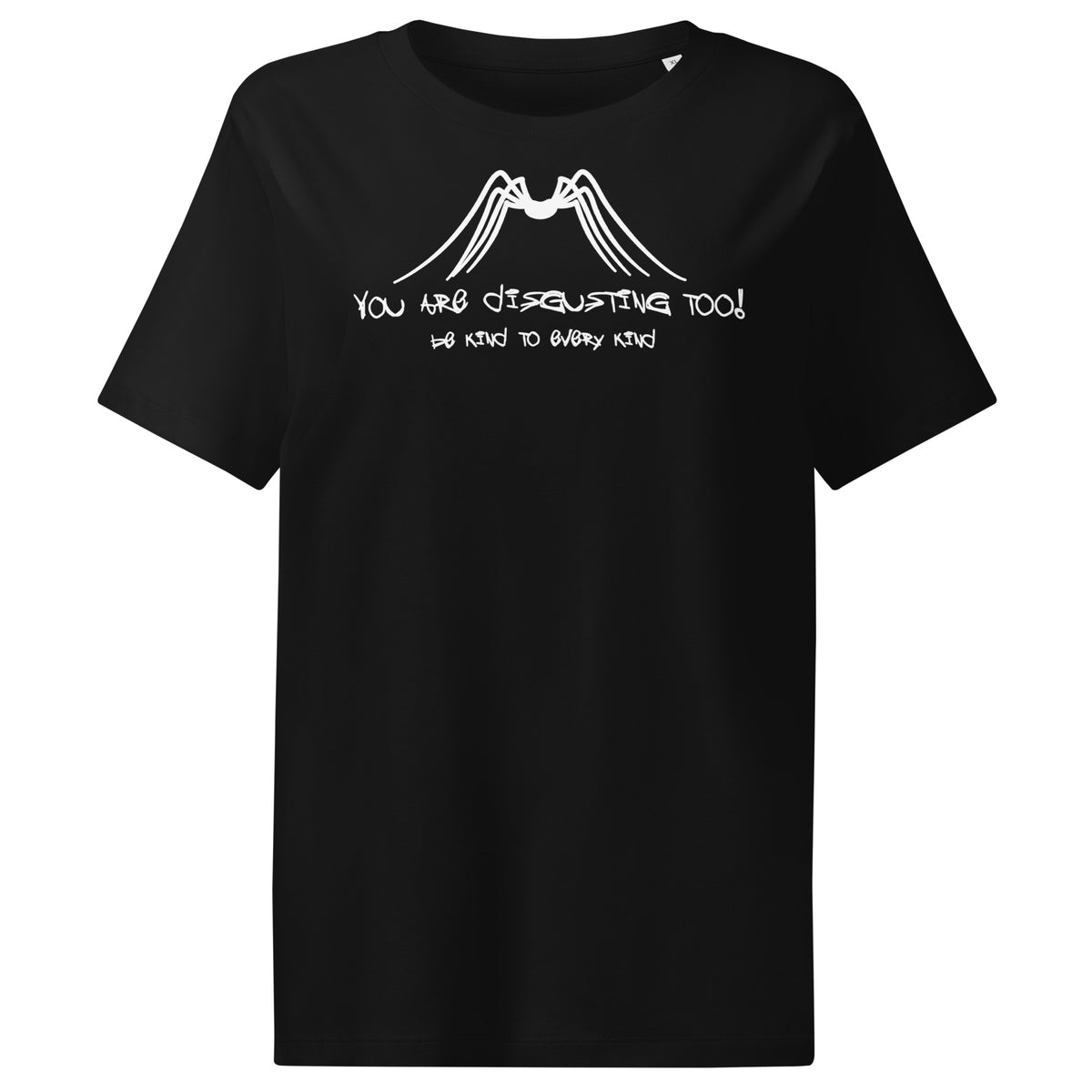 Damen-T-Shirt in Schwarz mit weißem und schwarzem Grafikprint auf der Brust