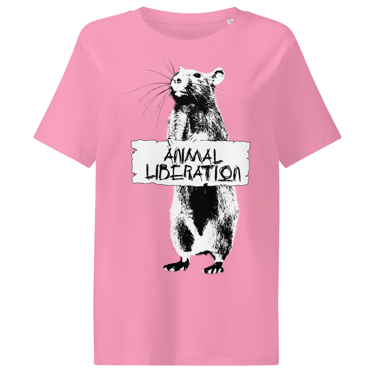 Damen T-Shirt, pink, mit Panda-Print und „ANIMAL LIBERATION“