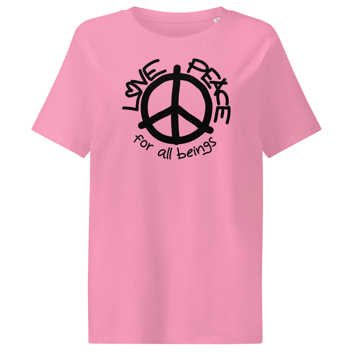 Damen-T-Shirt in Bubble Pink mit großem Peace-Zeichen-Print vorne