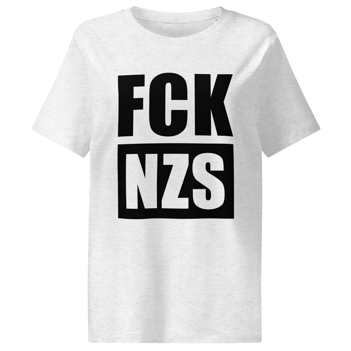Hellgraues Damen-T-Shirt mit Aufdruck „FCK NZS“