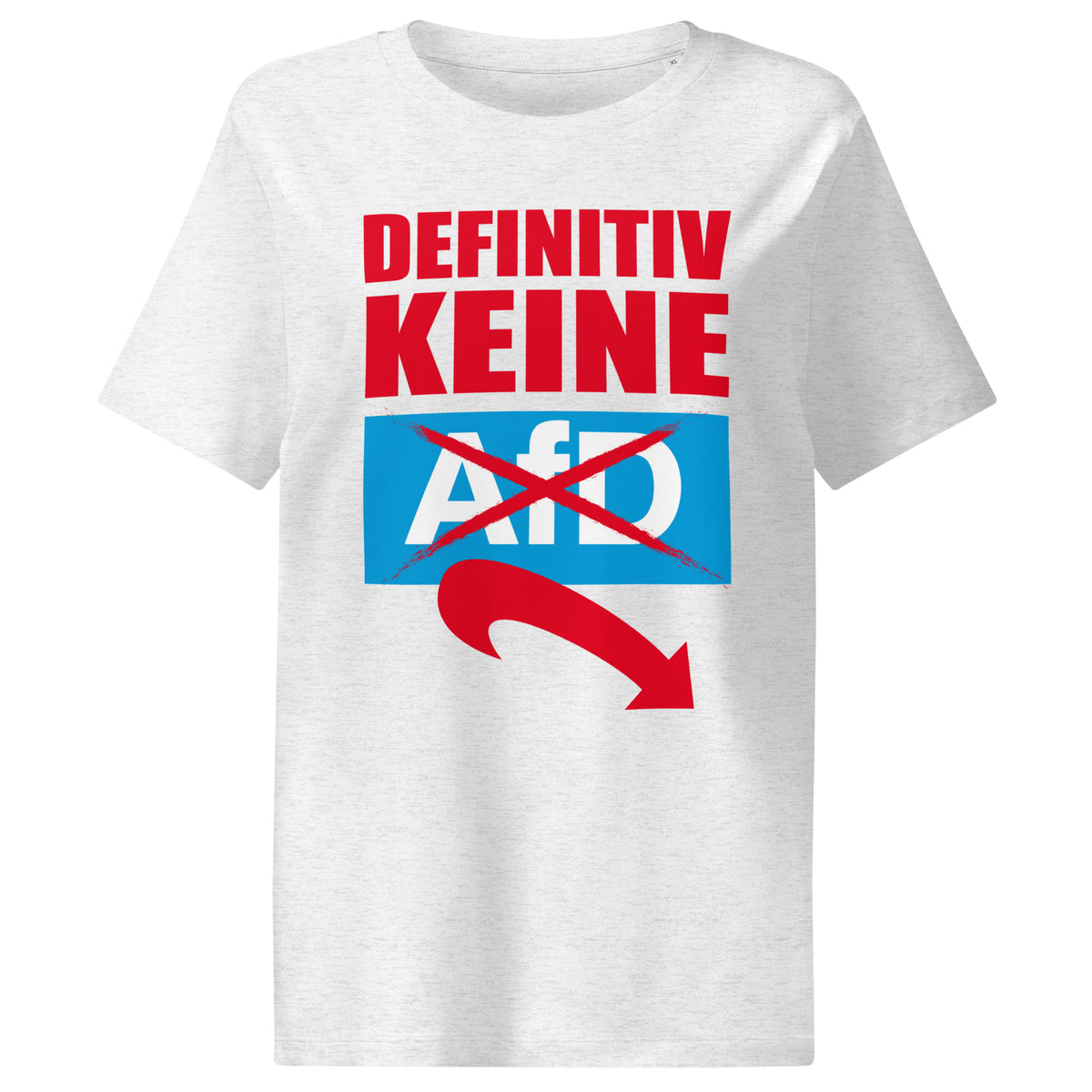 Damen-T-Shirt, hellgrau meliert, mit Frontaufdruck „DEFINITIV KEINE“