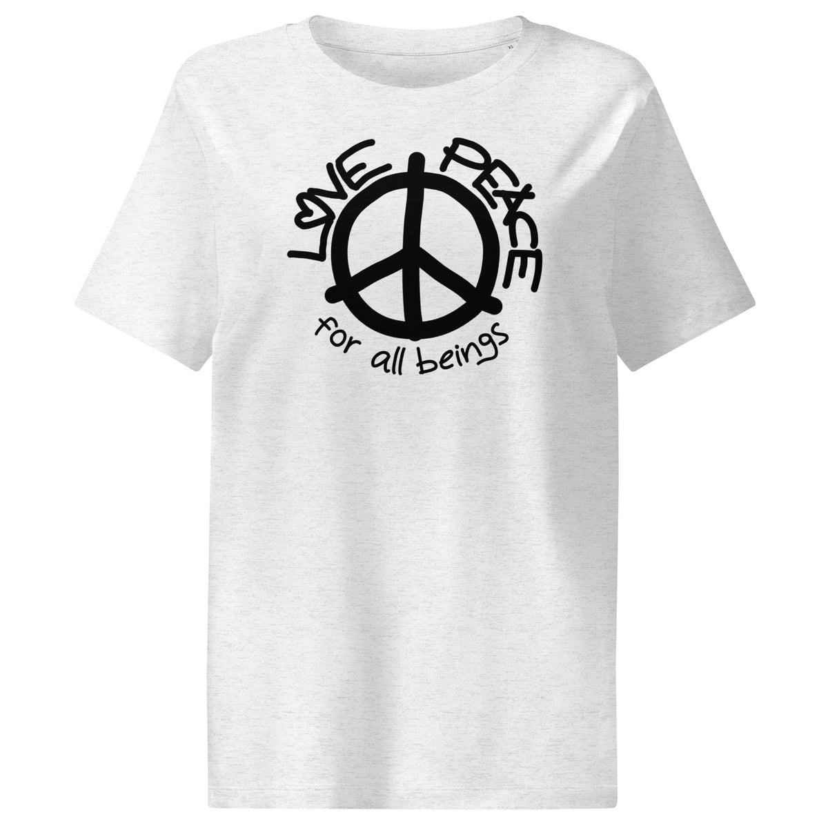Damen-T-Shirt in Hellgrau mit großem Peace-Zeichen-Print vorne