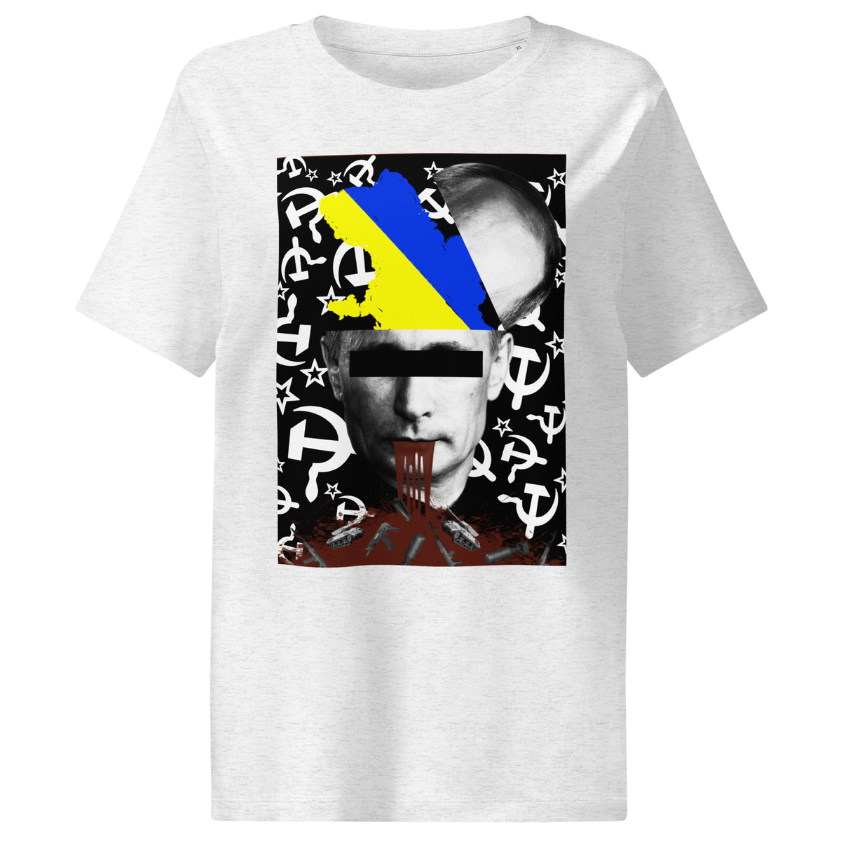 Damen-T-Shirt (Hellgrau) mit großem Frontprint aus Flagge und Porträt