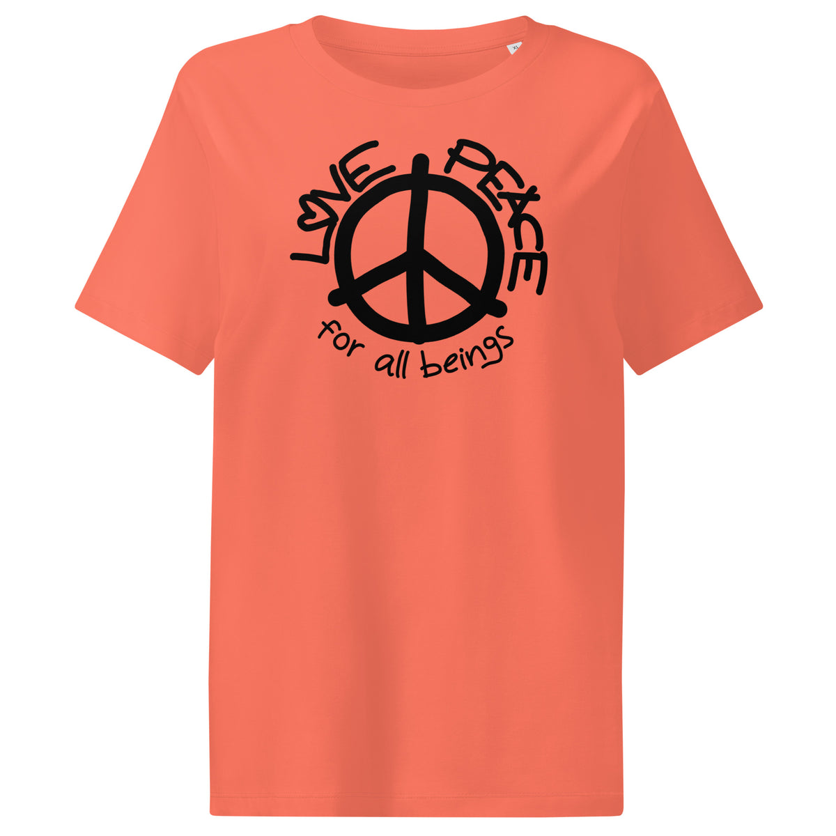 Damen-T-Shirt in Orange mit großem Peace-Zeichen-Print vorne