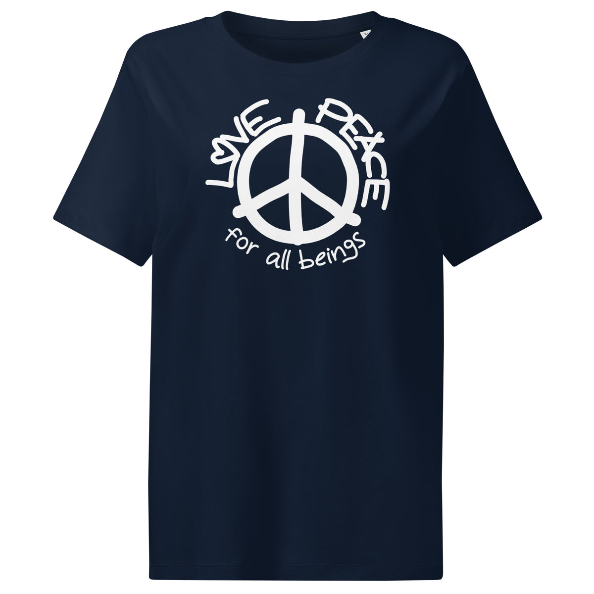 Damen-T-Shirt in French Navy mit großem Peace-Zeichen-Print vorne