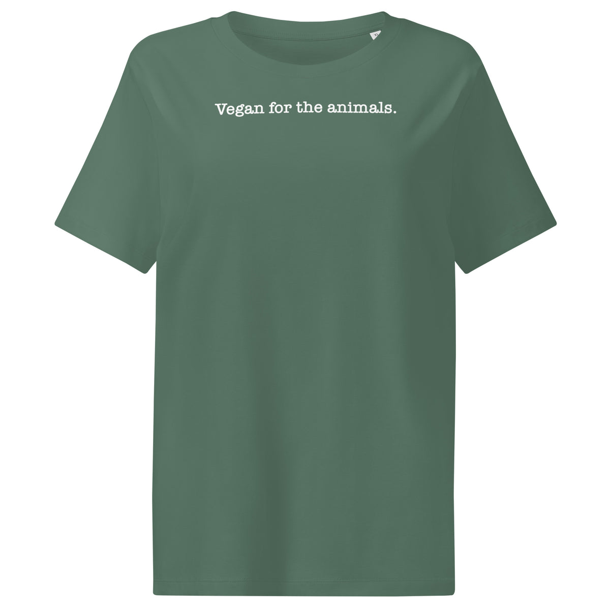 Bio-Damen-T-Shirt, dunkles Grün, Rundhalsausschnitt mit Schriftaufdruck