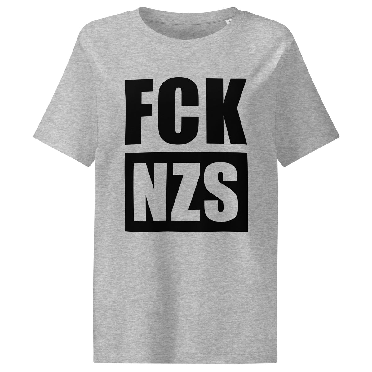 Mittelgraues Damen-T-Shirt mit Aufdruck „FCK NZS“