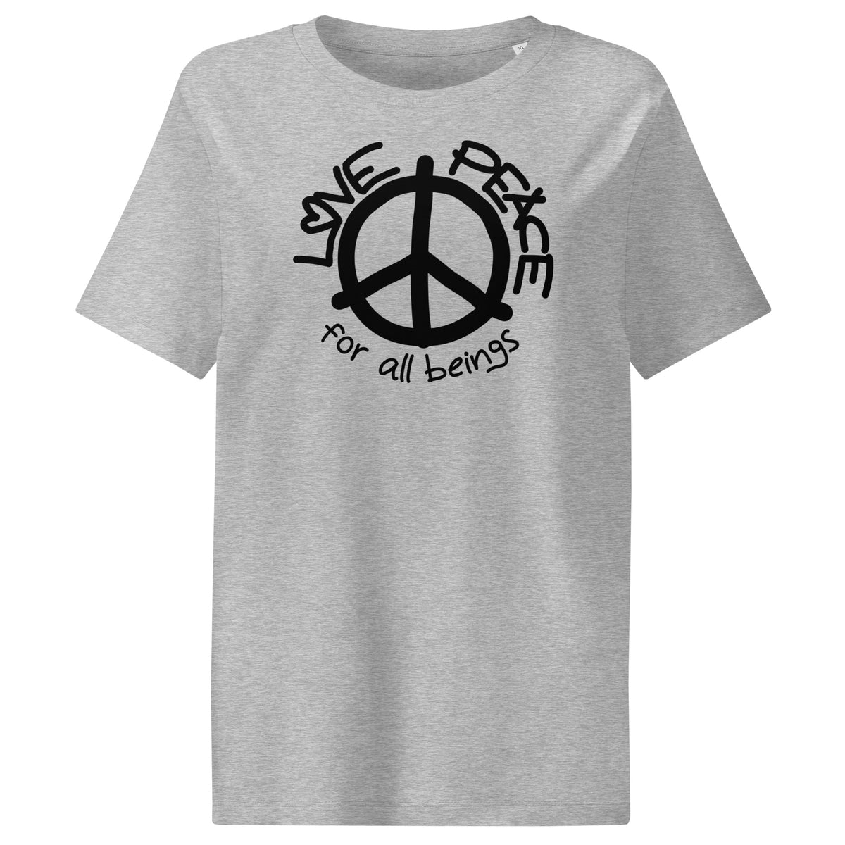 Damen-T-Shirt in Heather Grau mit großem Peace-Zeichen-Print vorne