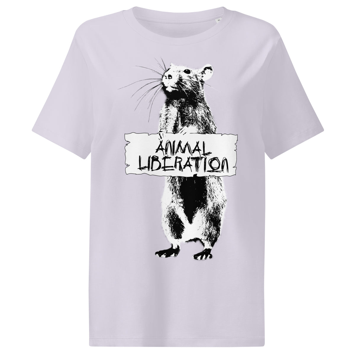 Damen T-Shirt, hellgrau, mit Panda-Print und „ANIMAL LIBERATION“