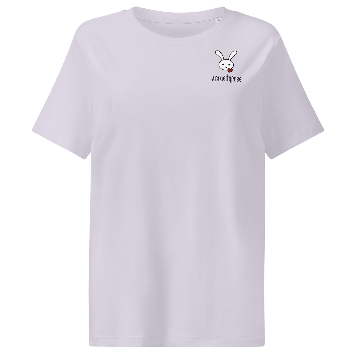 Helllila Damen-T-Shirt mit rundem Ausschnitt, Hasenmotiv und #createfree-Print
