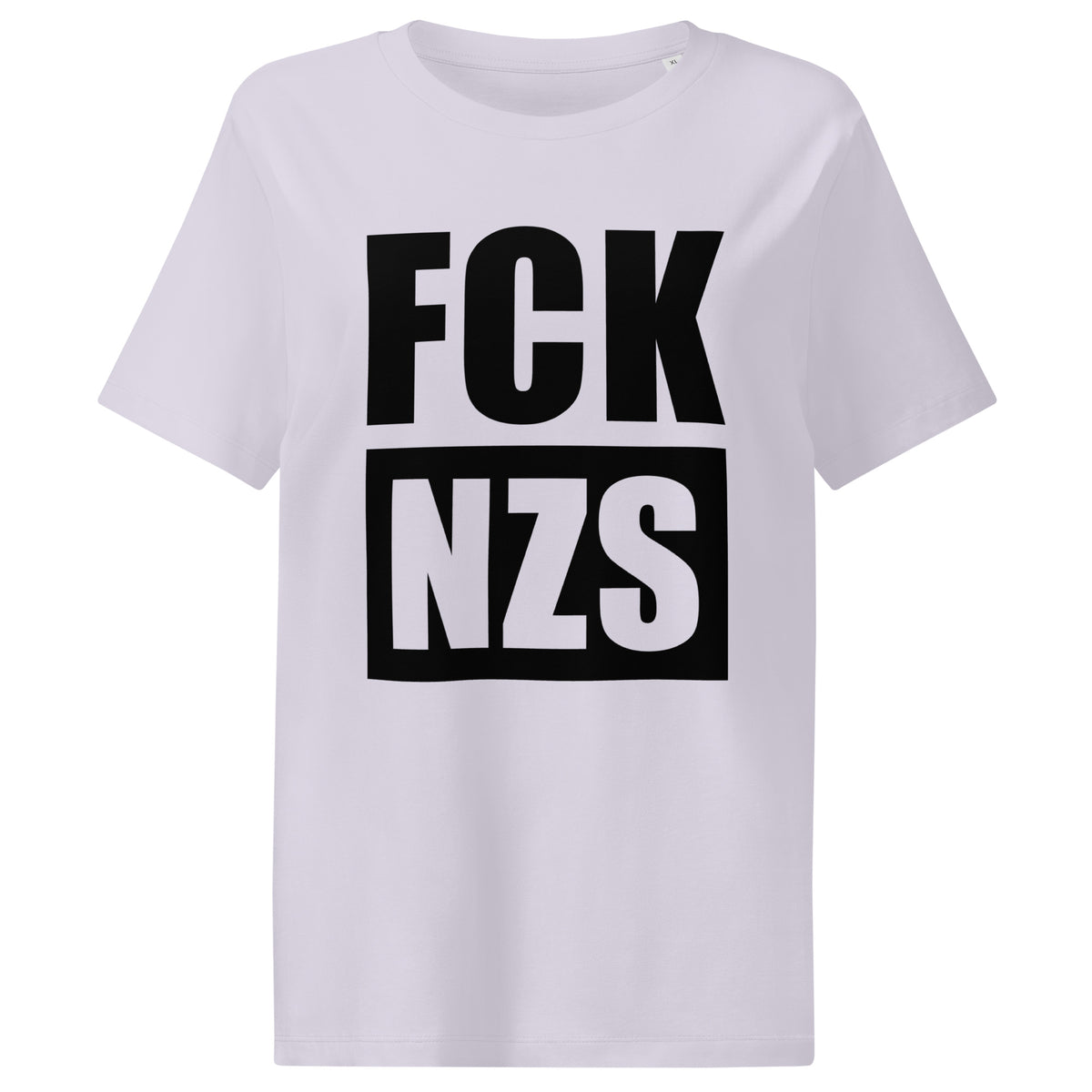 Lavendelfarbenes Damen-T-Shirt mit Aufdruck „FCK NZS“