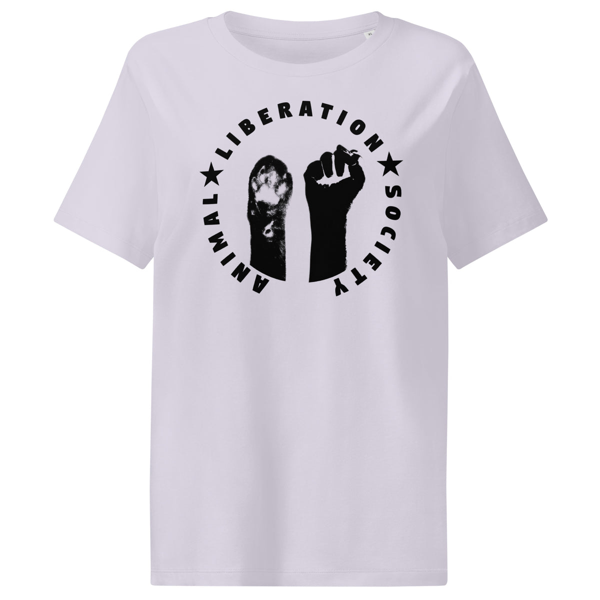 Helllila Damen-T-Shirt mit Tier- und Fäuste-Aufdruck im Kreis
