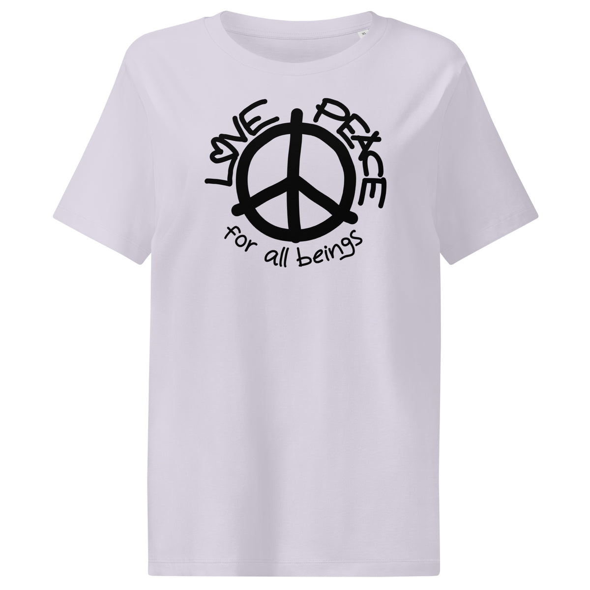 Damen-T-Shirt in Lavendel mit großem Peace-Zeichen-Print vorne