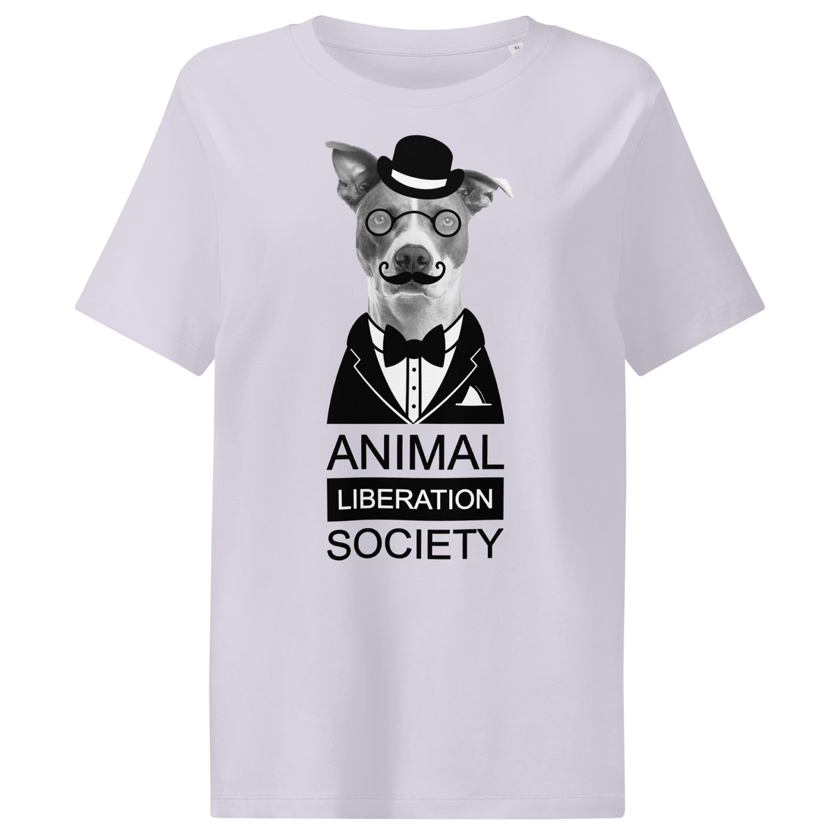 Helllila Damen-T-Shirt mit Mr. Dog-Motiv und Schriftzug „Animal Liberation Society“