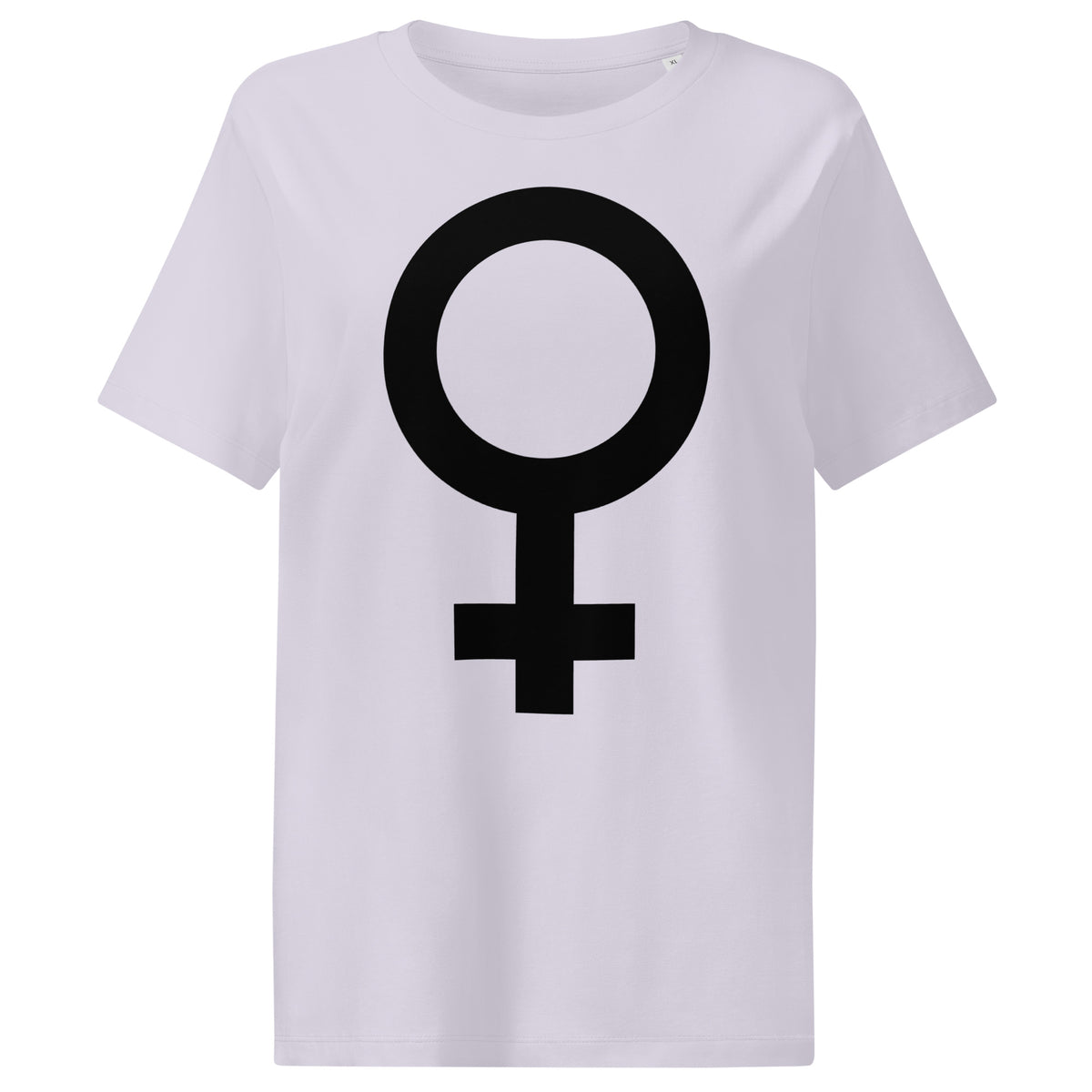 Damen-T-Shirt Hellviolett mit schwarzem Kreis-und-Symbolmotiv auf der Vorderseite