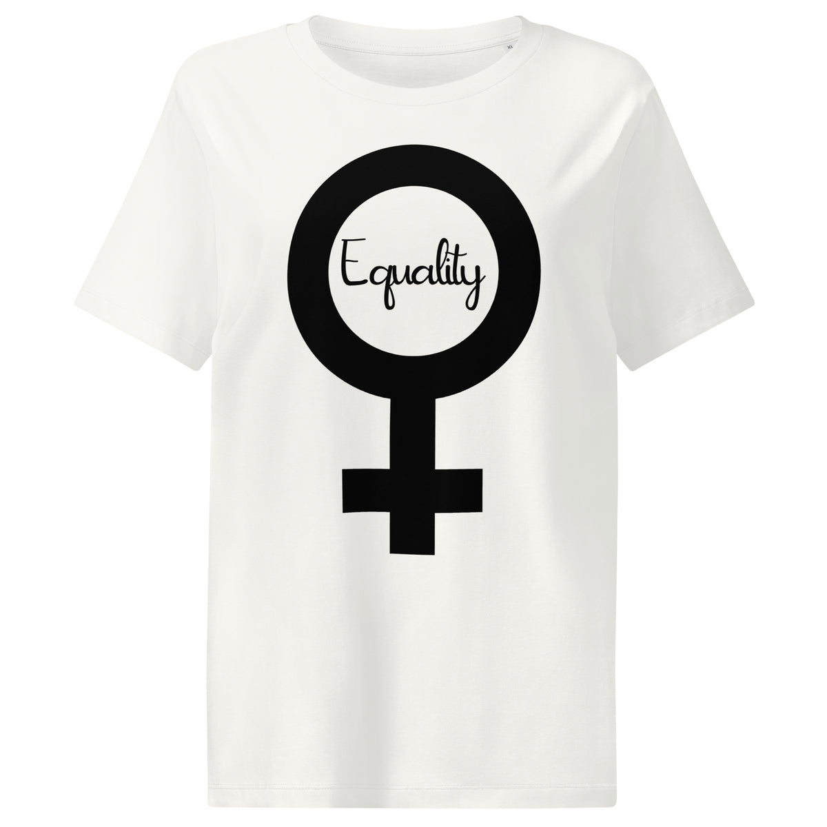 Off-White Damen-T-Shirt mit großem schwarzem Symbol und Schriftzug „Equality“