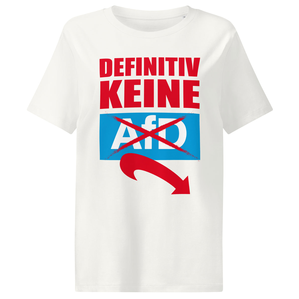 Damen-T-Shirt, Off-White, mit Frontaufdruck „DEFINITIV KEINE“